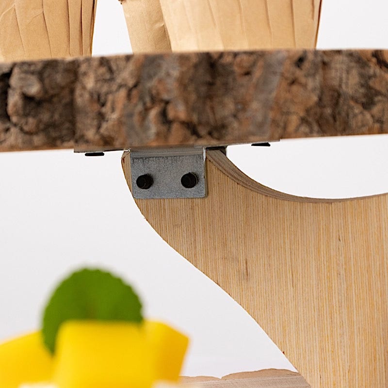 17" Tall 3 Tier Rustic Wood Slice Cupcake Stand in Tree Branch Style - Natural CAKE_WOD016_3T_NAT