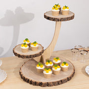 17" Tall 3 Tier Rustic Wood Slice Cupcake Stand in Tree Branch Style - Natural CAKE_WOD016_3T_NAT