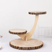 17" Tall 3 Tier Rustic Wood Slice Cupcake Stand in Tree Branch Style - Natural CAKE_WOD016_3T_NAT