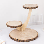 17" Tall 3 Tier Rustic Wood Slice Cupcake Stand in Tree Branch Style - Natural CAKE_WOD016_3T_NAT