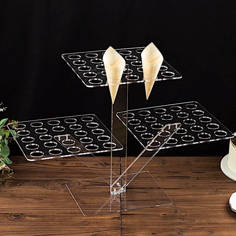18" Acrylic 3 Tier Ice Cream Cone Holder Mini Dessert Display Stand - Clear DSP_TR0007_72_CLR