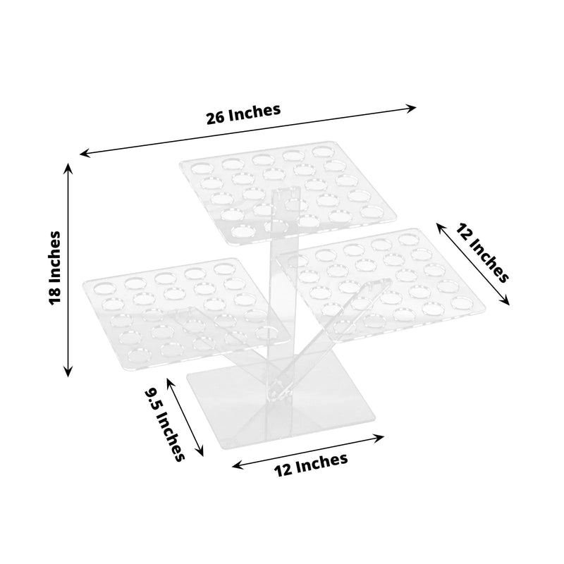 18" Acrylic 3 Tier Ice Cream Cone Holder Mini Dessert Display Stand - Clear DSP_TR0007_72_CLR