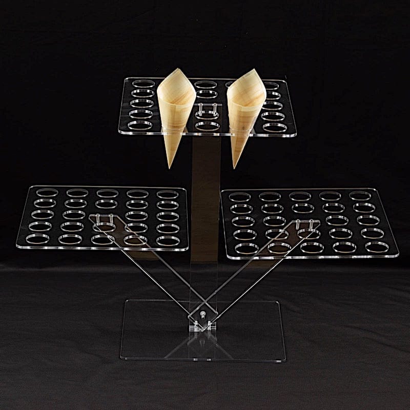 18" Acrylic 3 Tier Ice Cream Cone Holder Mini Dessert Display Stand - Clear DSP_TR0007_72_CLR