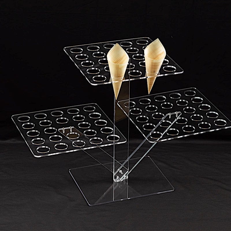 18" Acrylic 3 Tier Ice Cream Cone Holder Mini Dessert Display Stand - Clear DSP_TR0007_72_CLR
