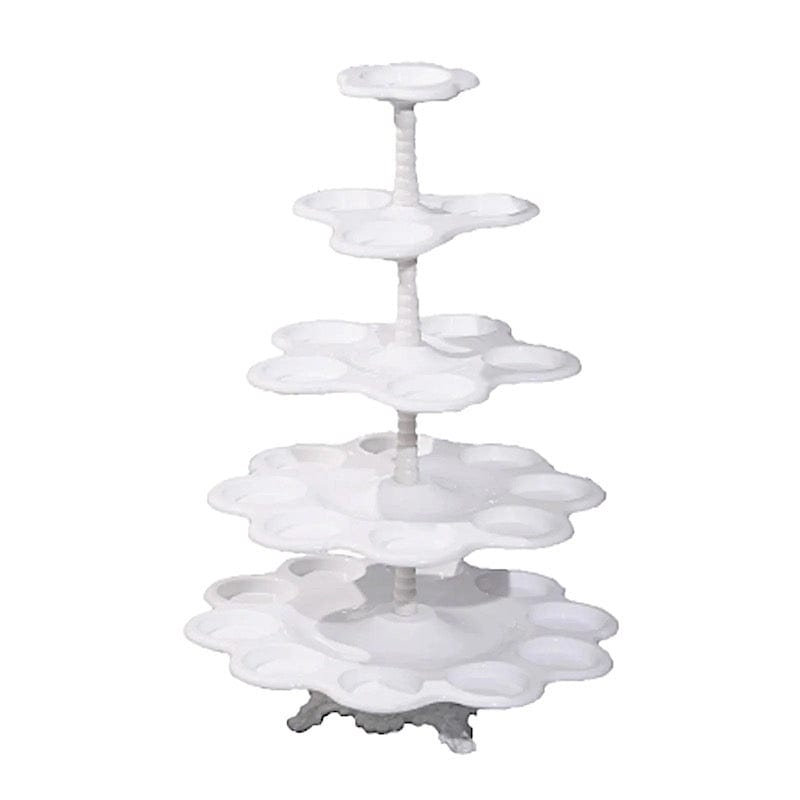18" tall 5 Tier Plastic Dessert Stand Scalloped Cupcake Holder - White CAKE_PLST_R001_5_WHT