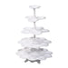18" tall 5 Tier Plastic Dessert Stand Scalloped Cupcake Holder - White CAKE_PLST_R001_5_WHT
