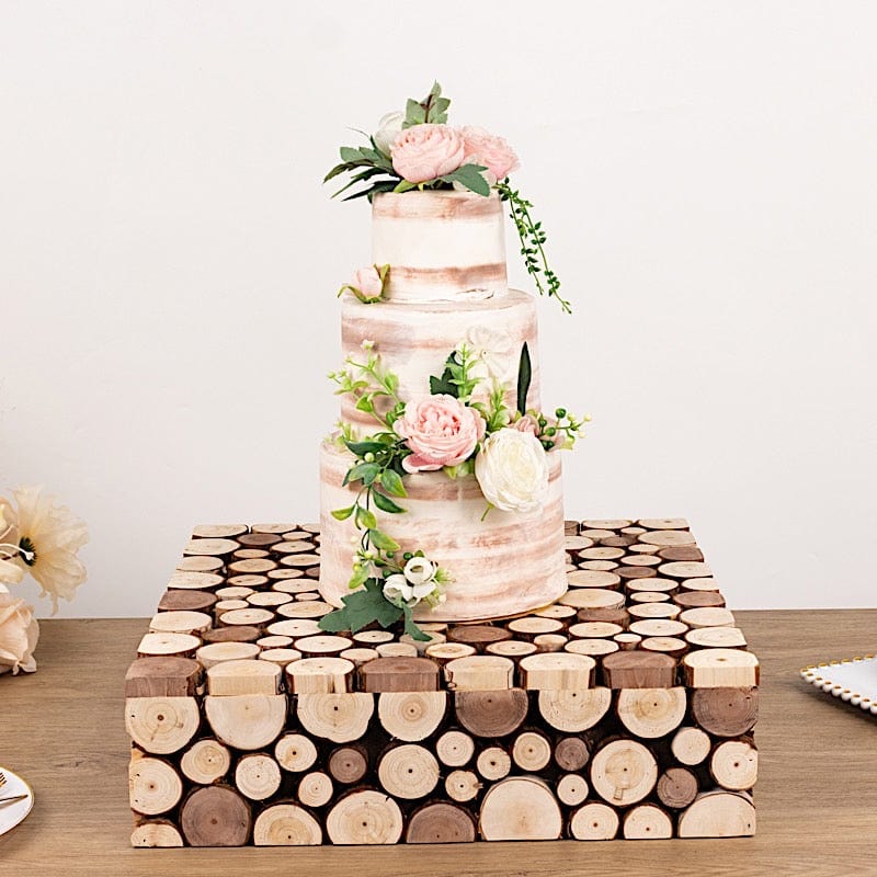 18"x18" Wooden Cake Stand Square Design - Natural PROP_BOX_WOD01_1818_NAT