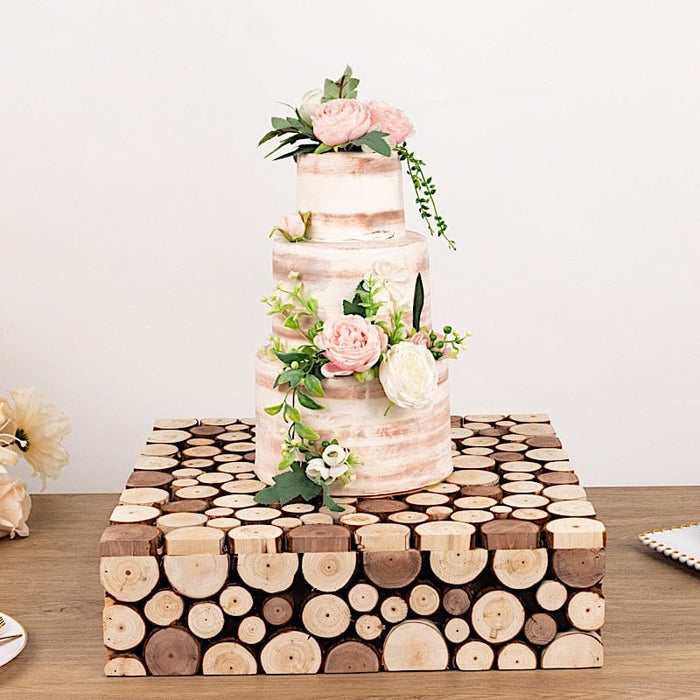 18"x18" Wooden Cake Stand Square Design - Natural PROP_BOX_WOD01_1818_NAT