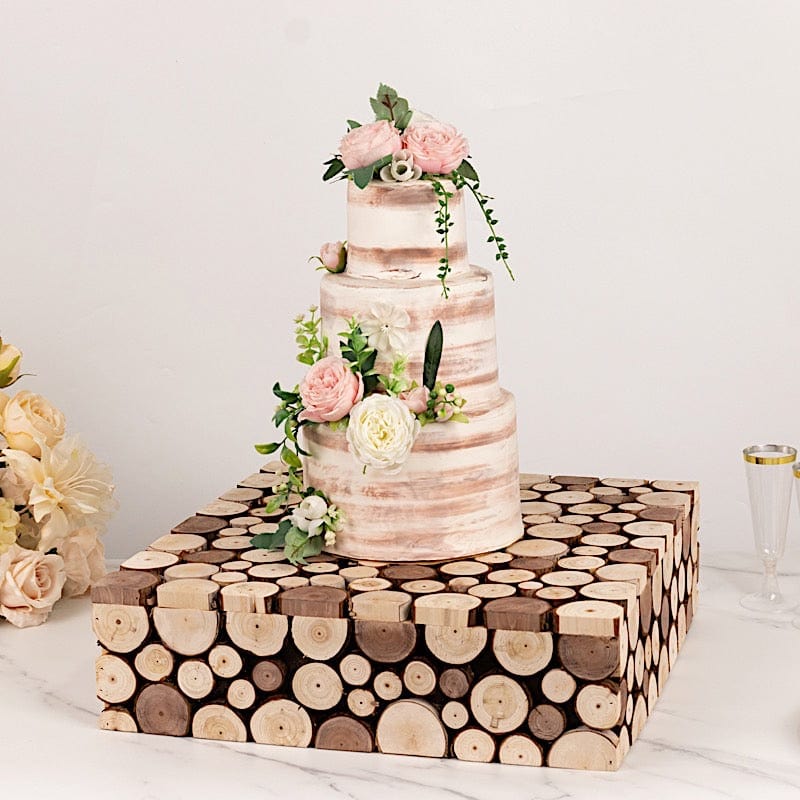18"x18" Wooden Cake Stand Square Design - Natural PROP_BOX_WOD01_1818_NAT