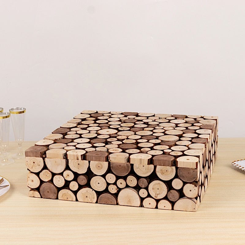 18"x18" Wooden Cake Stand Square Design - Natural PROP_BOX_WOD01_1818_NAT