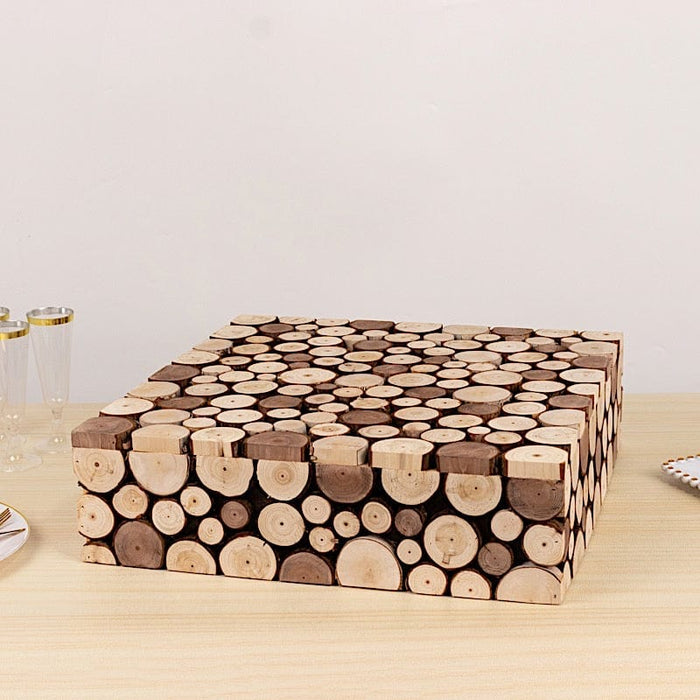 18"x18" Wooden Cake Stand Square Design - Natural PROP_BOX_WOD01_1818_NAT