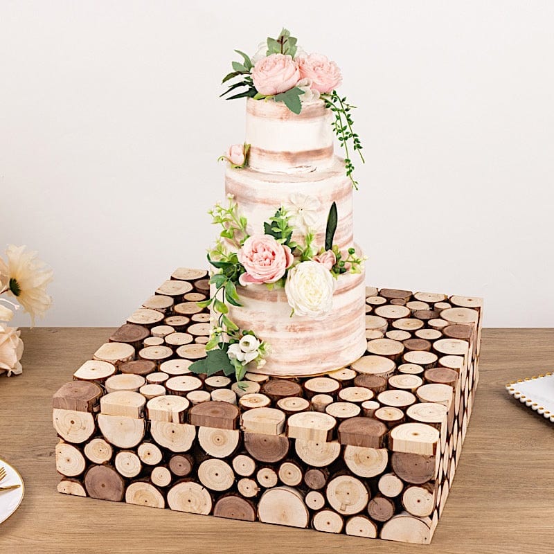18"x18" Wooden Cake Stand Square Design - Natural PROP_BOX_WOD01_1818_NAT