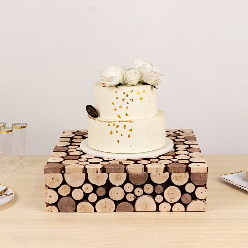 18"x18" Wooden Cake Stand Square Design - Natural PROP_BOX_WOD01_1818_NAT