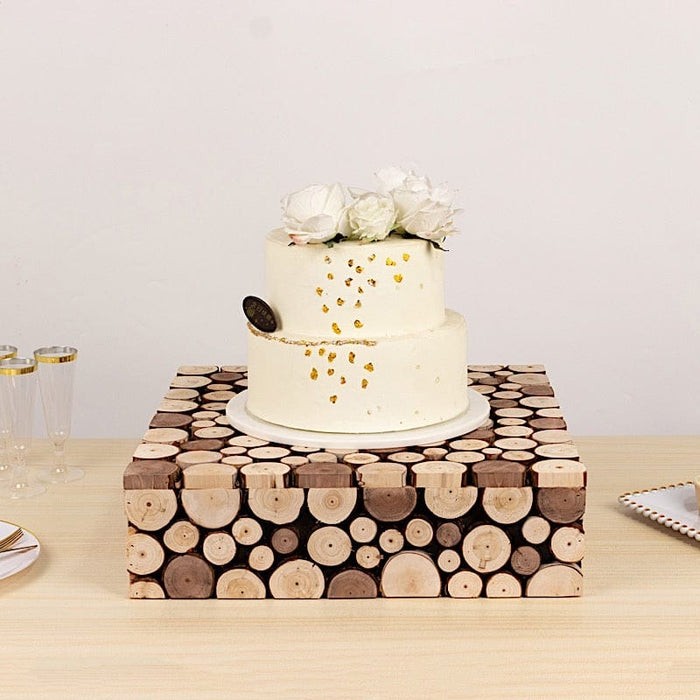 18"x18" Wooden Cake Stand Square Design - Natural PROP_BOX_WOD01_1818_NAT