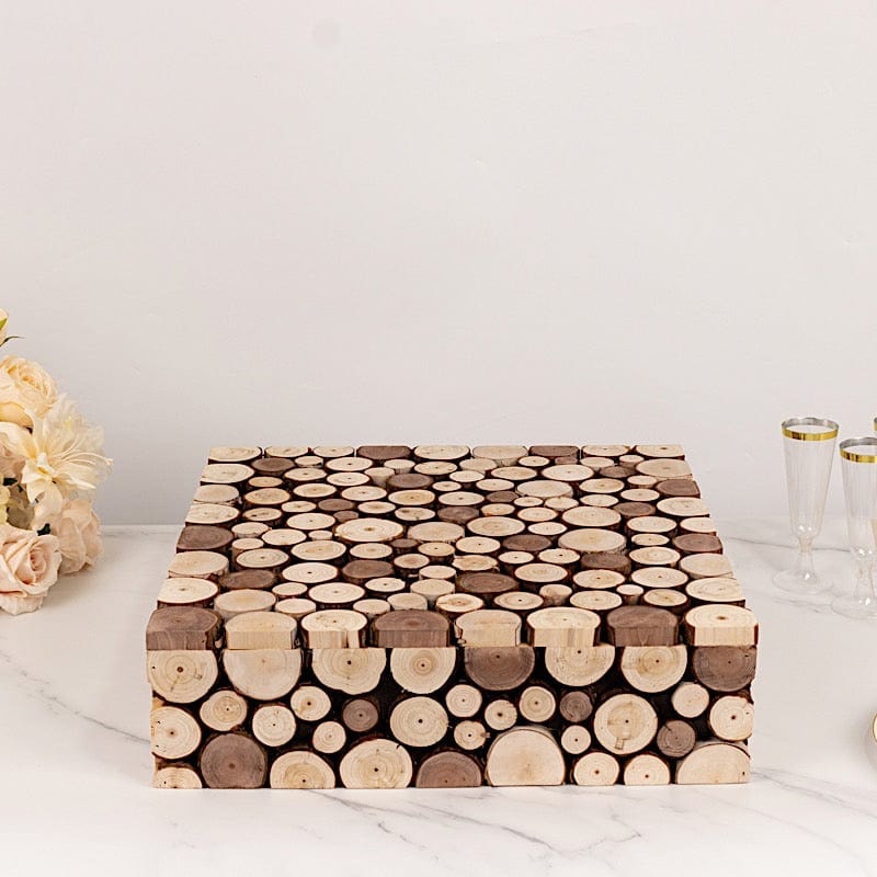 18"x18" Wooden Cake Stand Square Design - Natural PROP_BOX_WOD01_1818_NAT