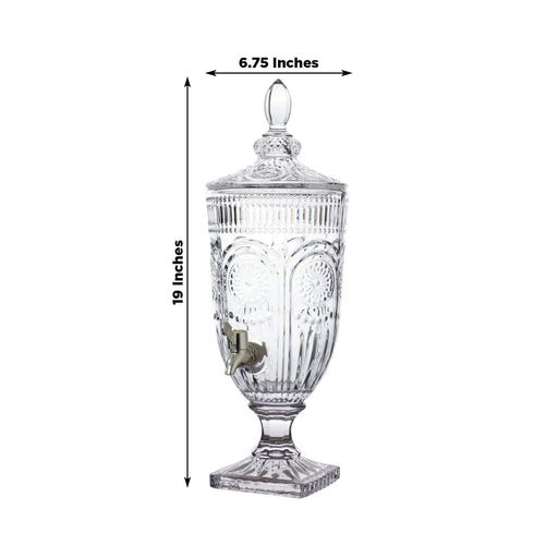 19" tall 3L Vintage Cut Glass Beverage Dispenser with Lid and Spigot - Clear DISP_GLAS05_3L_CLR