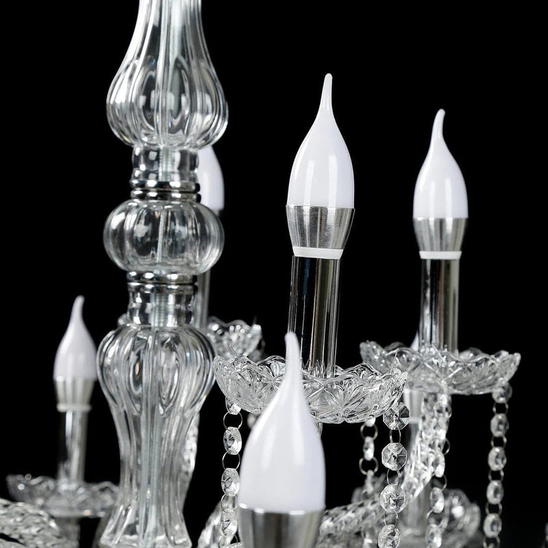 2.5 ft Acrylic 2 Tier Crystal Chandelier with 10 LED Candle Bulbs - Clear with Silver LED_CHDLR_HANG01_3FT_SILV