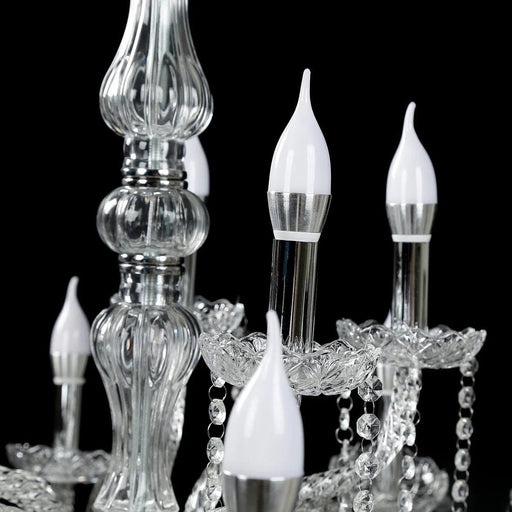 2.5 ft Acrylic 2 Tier Crystal Chandelier with 10 LED Candle Bulbs - Clear with Silver LED_CHDLR_HANG01_3FT_SILV