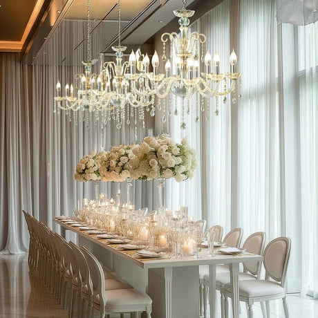 2.5 ft Acrylic 2 Tier Crystal Chandelier with 10 LED Candle Bulbs - Clear with Silver LED_CHDLR_HANG01_3FT_SILV