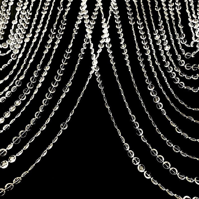 2 Acrylic Crystal Beaded Curtain Valance Fabric Top Rod Pocket - Clear CUR_VAL_ACY01_CLR