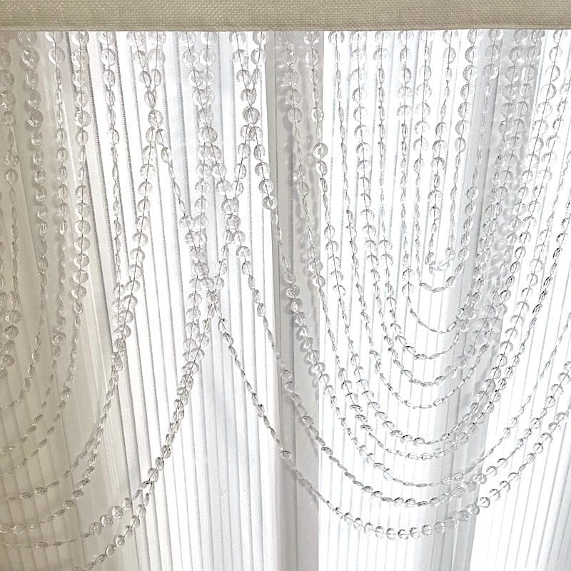 2 Acrylic Crystal Beaded Curtain Valance Fabric Top Rod Pocket - Clear CUR_VAL_ACY01_CLR