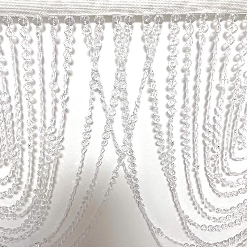 2 Acrylic Crystal Beaded Curtain Valance Fabric Top Rod Pocket - Clear CUR_VAL_ACY01_CLR