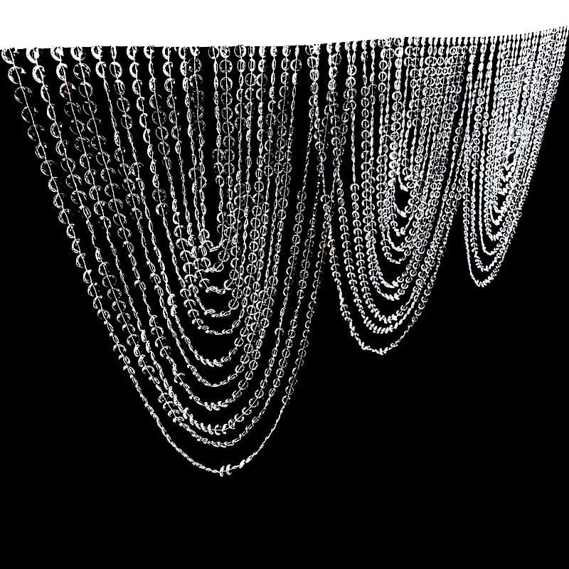 2 Acrylic Crystal Beaded Curtain Valance Fabric Top Rod Pocket - Clear CUR_VAL_ACY01_CLR