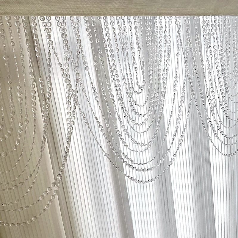 2 Acrylic Crystal Beaded Curtain Valance Fabric Top Rod Pocket - Clear CUR_VAL_ACY01_CLR
