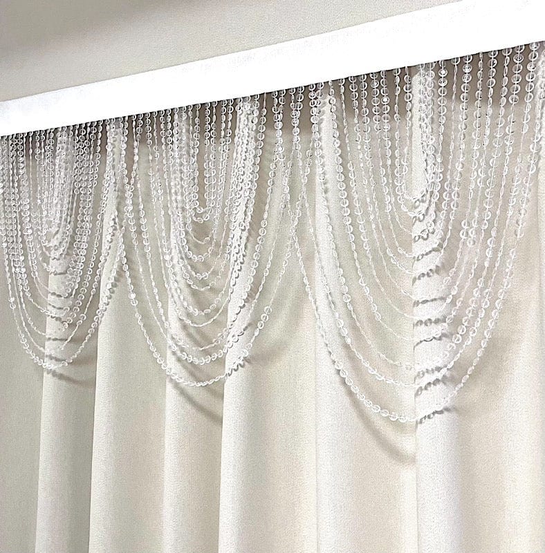 2 Acrylic Crystal Beaded Curtain Valance Fabric Top Rod Pocket - Clear CUR_VAL_ACY01_CLR