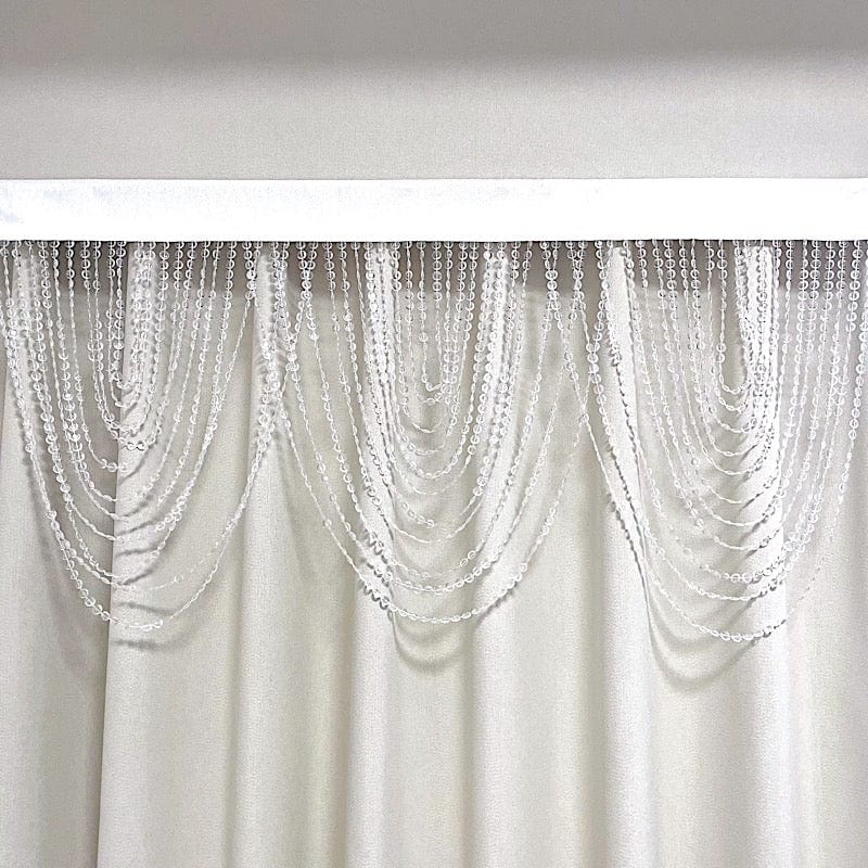 2 Acrylic Crystal Beaded Curtain Valance Fabric Top Rod Pocket - Clear CUR_VAL_ACY01_CLR