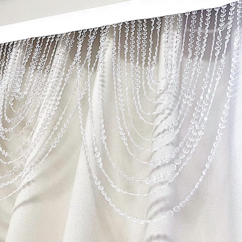 2 Acrylic Crystal Beaded Curtain Valance Fabric Top Rod Pocket - Clear CUR_VAL_ACY01_CLR