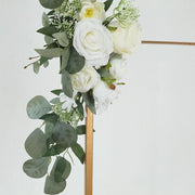 2 Artificial 20", 30" Silk Rose Floral Swag Wedding Arch with Eucalyptus Leaves - White ARTI_ARCH01_SET2_WHT