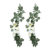 2 Artificial 20", 30" Silk Rose Floral Swag Wedding Arch with Eucalyptus Leaves - White ARTI_ARCH01_SET2_WHT