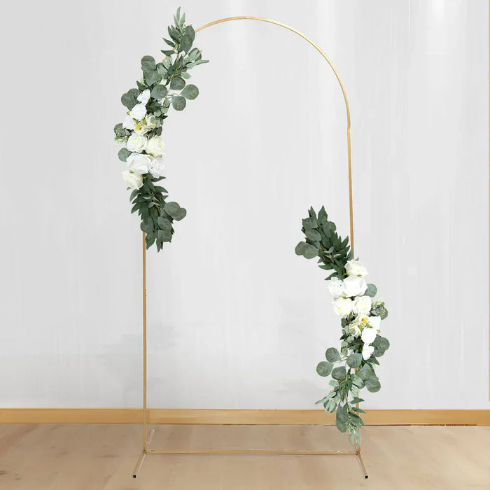 2 Artificial 20", 30" Silk Rose Floral Swag Wedding Arch with Eucalyptus Leaves - White ARTI_ARCH01_SET2_WHT