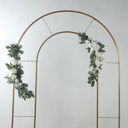 2 Artificial 20", 30" Silk Rose Floral Swag Wedding Arch with Eucalyptus Leaves - White ARTI_ARCH01_SET2_WHT