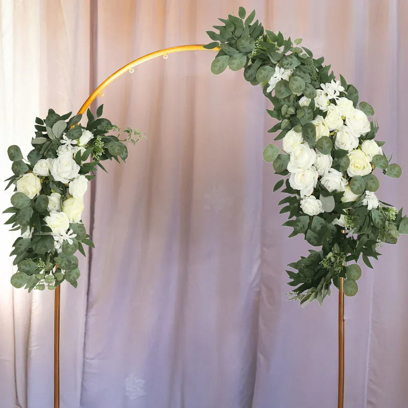 2 Artificial 24", 42" Silk Rose Floral Swag Wedding Arch with Eucalyptus Leaves