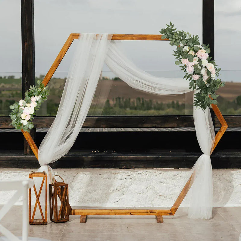 2 Artificial 24", 42" Silk Rose Floral Swag Wedding Arch with Eucalyptus Leaves