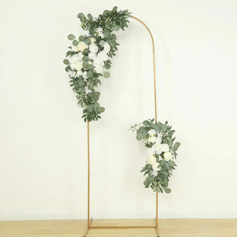 2 Artificial 24", 42" Silk Rose Floral Swag Wedding Arch with Eucalyptus Leaves