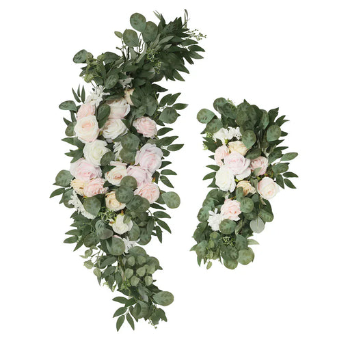 2 Artificial 24", 42" Silk Rose Floral Swag Wedding Arch with Eucalyptus Leaves ARTI_ARCH01_SET2_L_CRM046