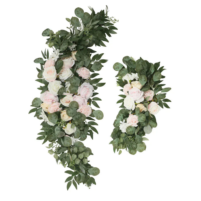 2 Artificial 24", 42" Silk Rose Floral Swag Wedding Arch with Eucalyptus Leaves ARTI_ARCH01_SET2_L_CRM046