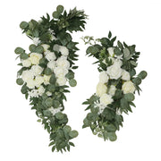 2 Artificial 24", 42" Silk Rose Floral Swag Wedding Arch with Eucalyptus Leaves ARTI_ARCH01_SET2_L_WHT