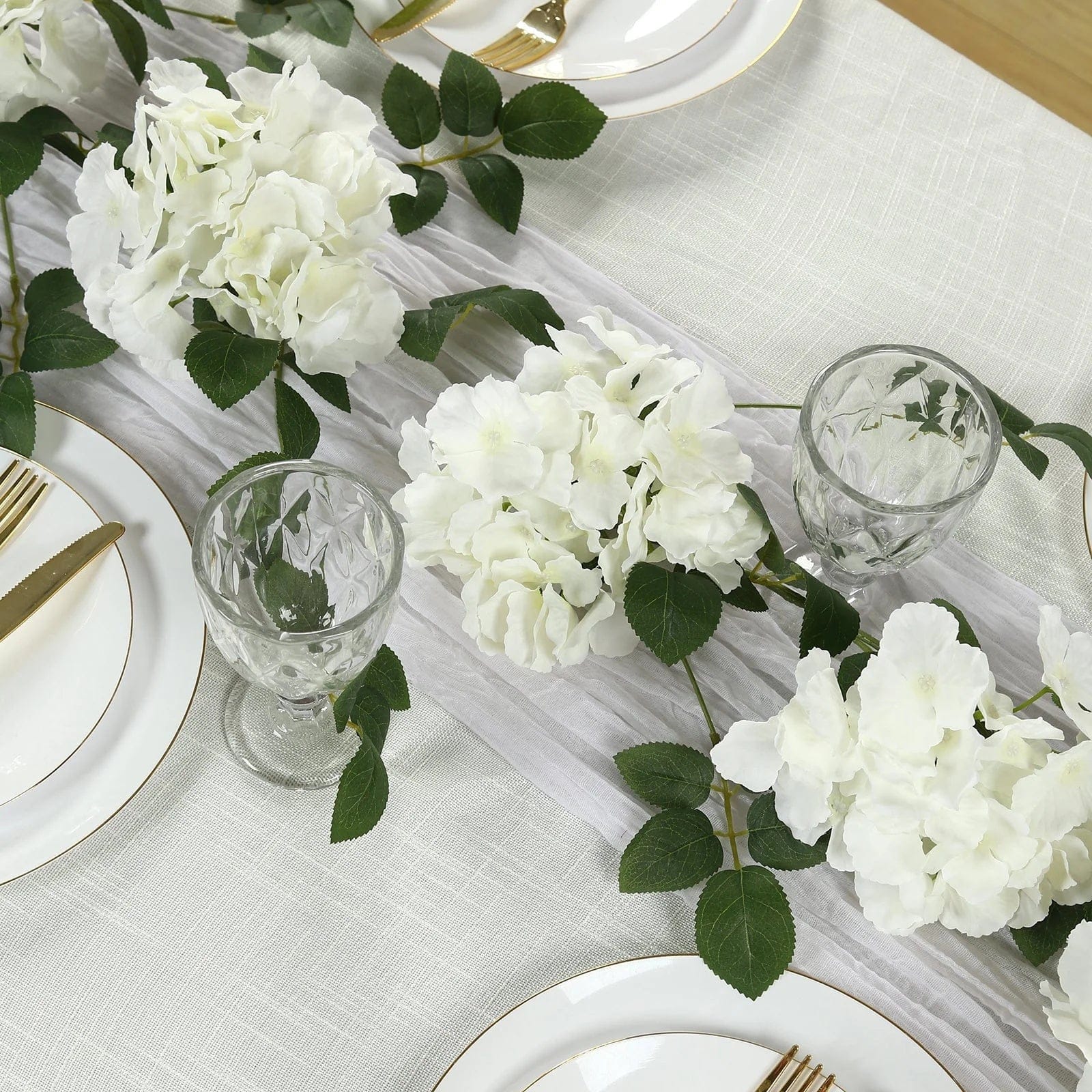 2 Artificial 5.5 ft Silk Hydrangea Flower Garlands