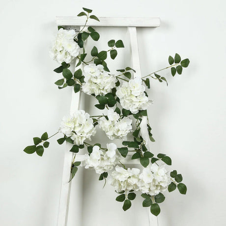 2 Artificial 5.5 ft Silk Hydrangea Flower Garlands