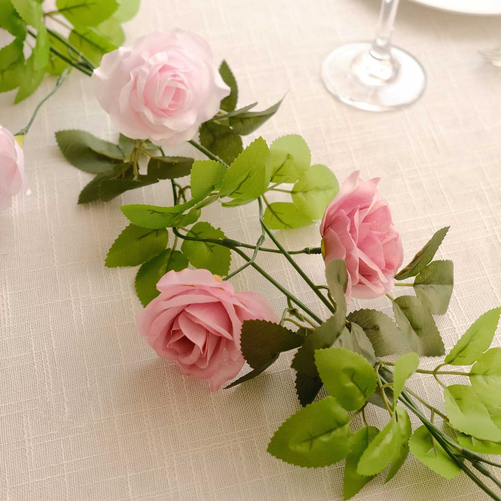 2 Artificial 7 ft Silk Mini Rose Vines Hanging Flower Garland