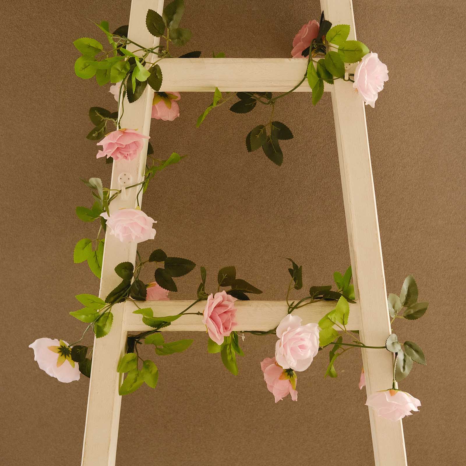 2 Artificial 7 ft Silk Mini Rose Vines Hanging Flower Garland