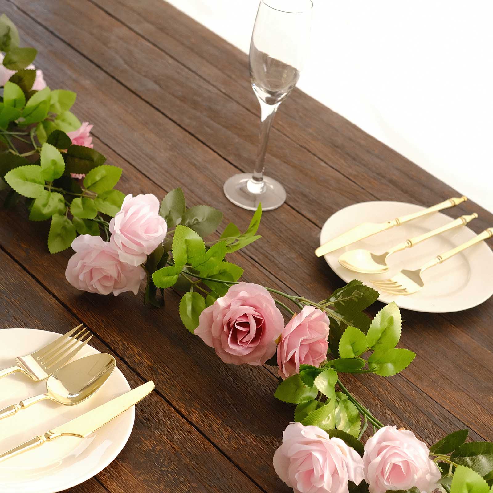 2 Artificial 7 ft Silk Mini Rose Vines Hanging Flower Garland