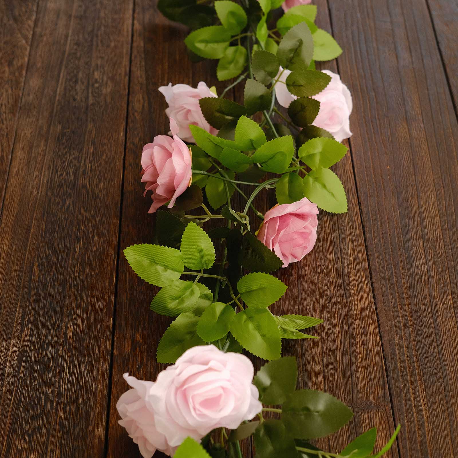 2 Artificial 7 ft Silk Mini Rose Vines Hanging Flower Garland