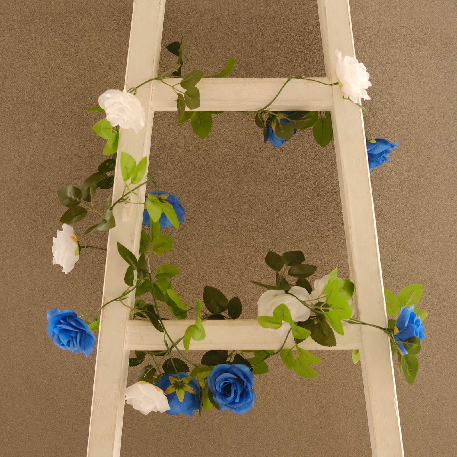 2 Artificial 7 ft Silk Mini Rose Vines Hanging Flower Garland