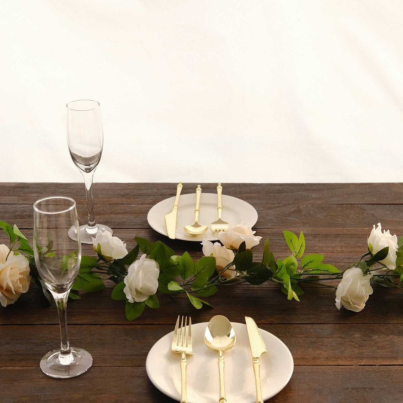 2 Artificial 7 ft Silk Mini Rose Vines Hanging Flower Garland