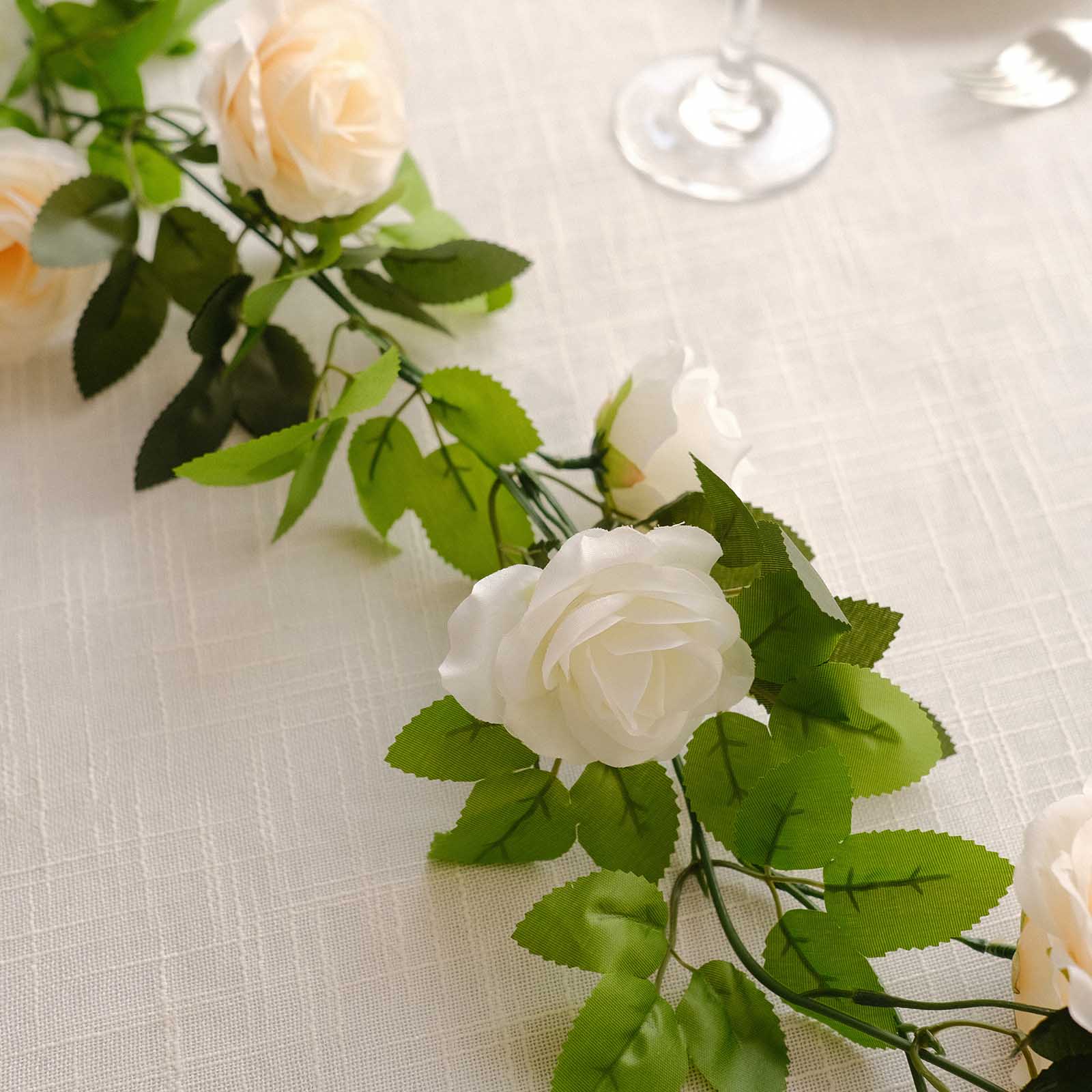 2 Artificial 7 ft Silk Mini Rose Vines Hanging Flower Garland